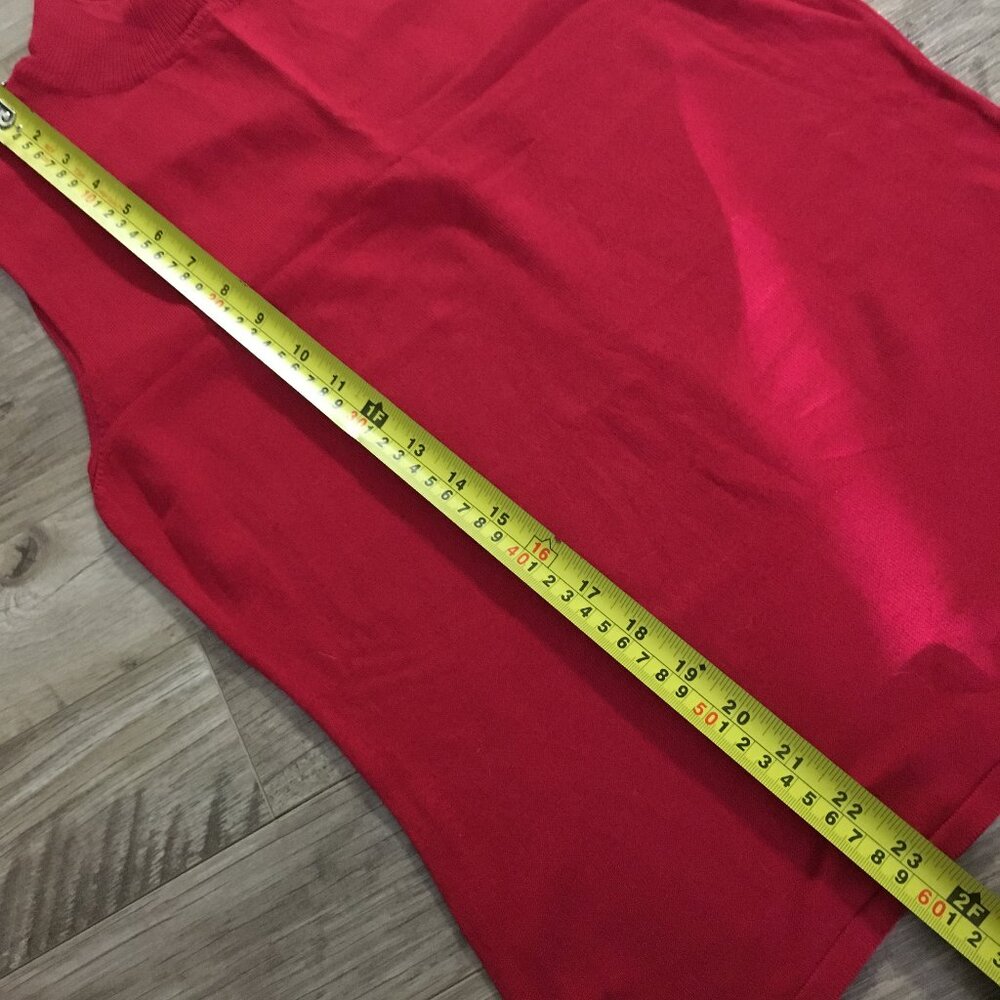 Parkhurst Maple Red Cotton Rayon Mock Neck Sleeveless Sweater Made In Canada M - Picture 10 of 11